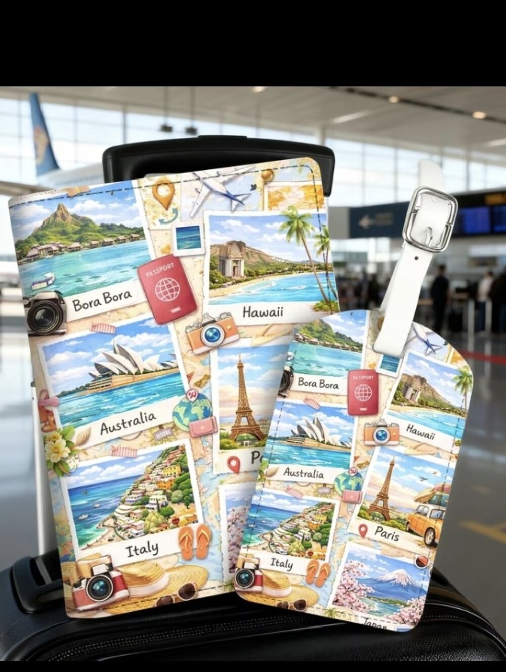 Beautiful Travel Passport & Luggage Tag Set NEW